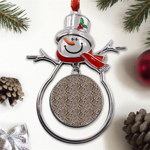 Brown Beige Snake Pattern Metal Snowman Ornament from UrbanLoad.com Front