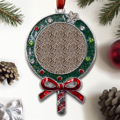 Brown Beige Snake Pattern Metal X Mas Lollipop with Crystal Ornament from UrbanLoad.com Front