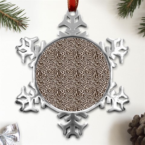 Brown Beige Snake Pattern Metal Small Snowflake Ornament from UrbanLoad.com Front