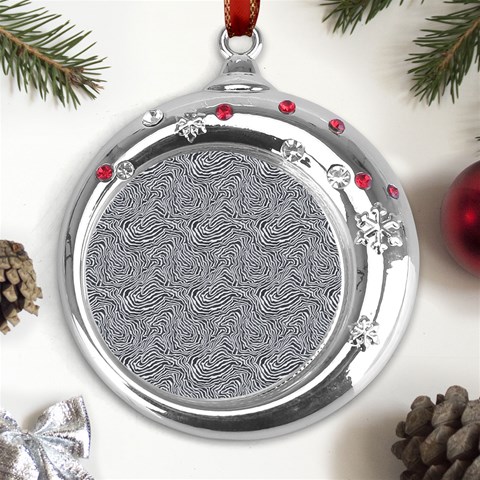 Dark Grey Snake Metal Snowflake Red Crystal Round Ornament from UrbanLoad.com Front