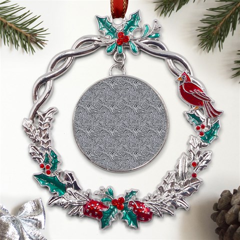 Dark Grey Snake Metal X mas Wreath Holly leaf Ornament from UrbanLoad.com Front