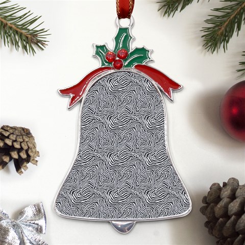 Dark Grey Snake Metal Holly Leaf Bell Ornament from UrbanLoad.com Front