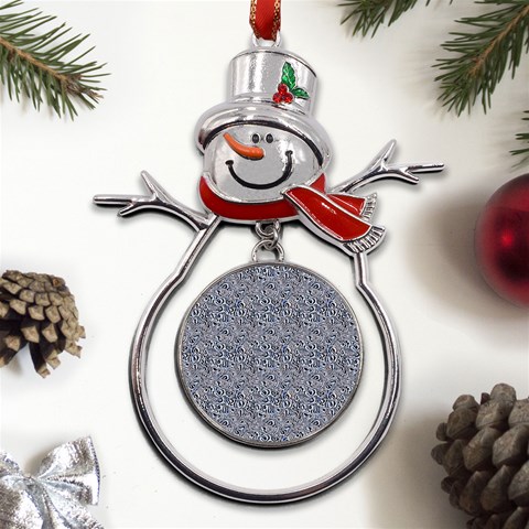 Blue Black Snake Pattern Metal Snowman Ornament from UrbanLoad.com Front