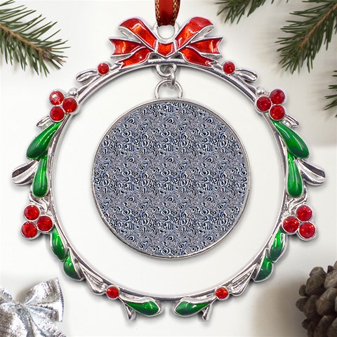 Blue Black Snake Pattern Metal X mas Wreath Ribbon Ornament from UrbanLoad.com Front