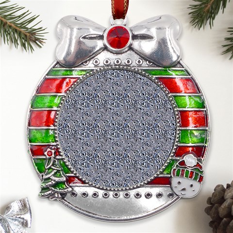 Blue Black Snake Pattern Metal X Mas Ribbon With Red Crystal Round Ornament from UrbanLoad.com Front