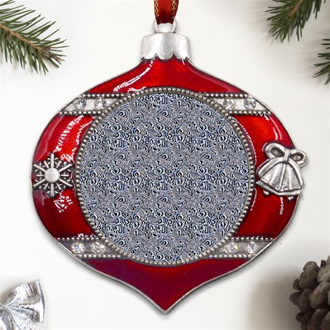 Blue Black Snake Pattern Metal Snowflake And Bell Red Ornament from UrbanLoad.com Front