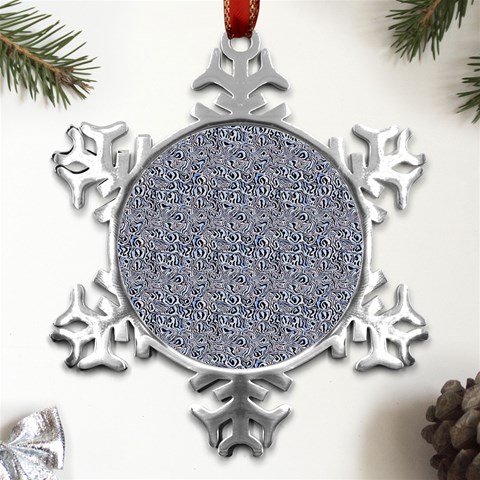 Blue Black Snake Pattern Metal Small Snowflake Ornament from UrbanLoad.com Front