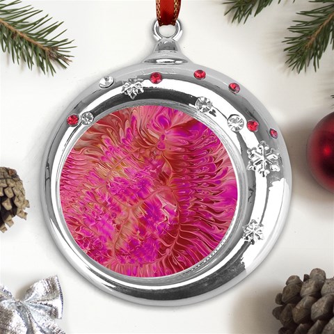 Tondo Metal Snowflake Red Crystal Round Ornament from UrbanLoad.com Front