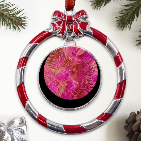 Tondo Metal Red Ribbon Round Ornament from UrbanLoad.com Front