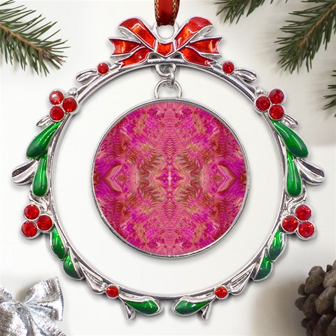 Tondo symmetry Metal X mas Wreath Ribbon Ornament from UrbanLoad.com Front