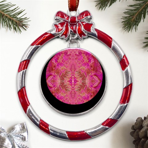 Tondo symmetry Metal Red Ribbon Round Ornament from UrbanLoad.com Front