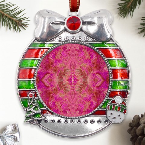 Tondo symmetry Metal X Mas Ribbon With Red Crystal Round Ornament from UrbanLoad.com Front
