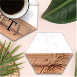  Tondo Wave I Marble Wood Coaster (Hexagon) 