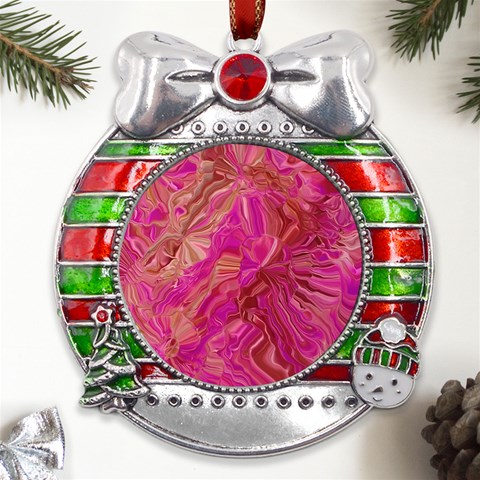 Tondo Wave I Metal X Mas Ribbon With Red Crystal Round Ornament from UrbanLoad.com Front