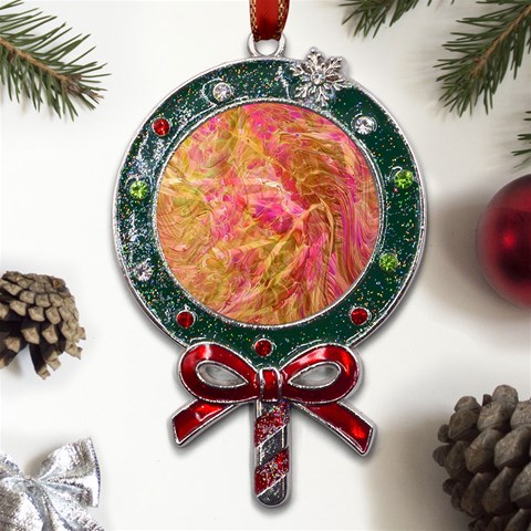 Acid green blend Metal X Mas Lollipop with Crystal Ornament from UrbanLoad.com Front