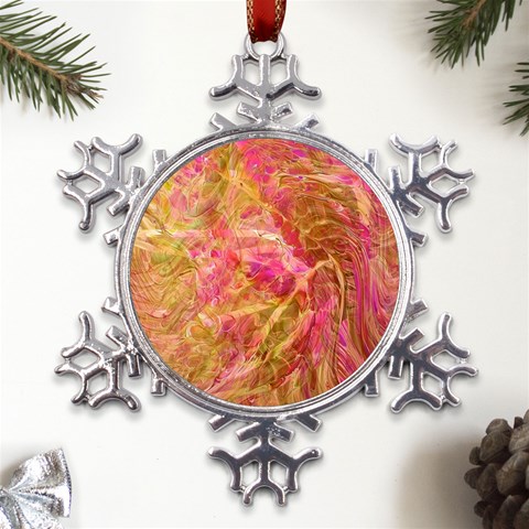 Acid green blend Metal Large Snowflake Ornament from UrbanLoad.com Front