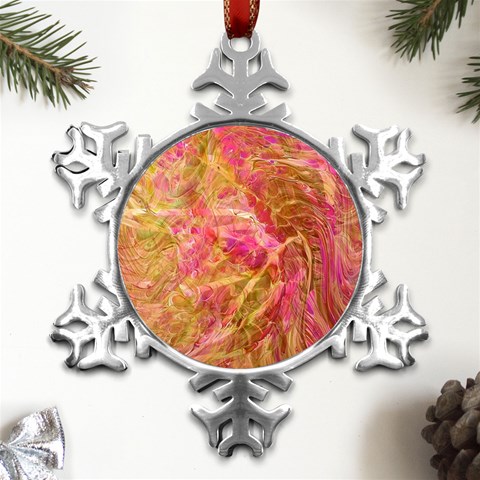 Acid green blend Metal Small Snowflake Ornament from UrbanLoad.com Front