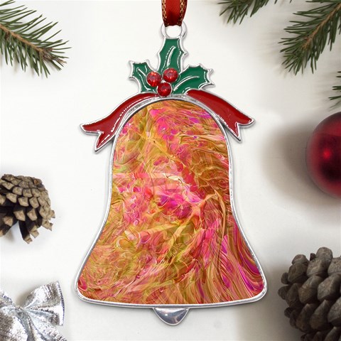 Acid green blend Metal Holly Leaf Bell Ornament from UrbanLoad.com Front