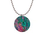 Green Pour 1  Button Necklace