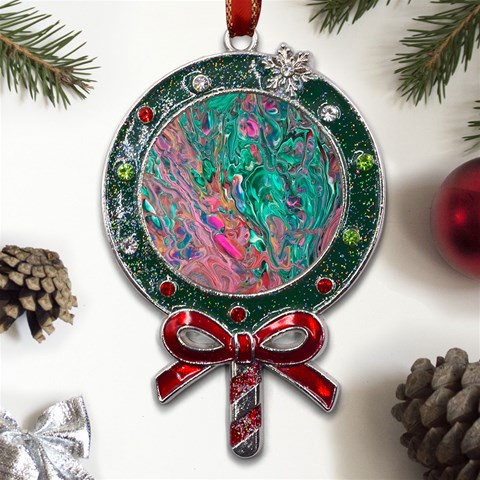 Green Pour Metal X Mas Lollipop with Crystal Ornament from UrbanLoad.com Front