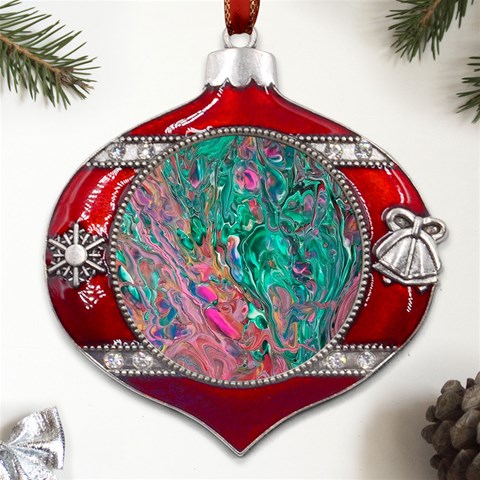 Green Pour Metal Snowflake And Bell Red Ornament from UrbanLoad.com Front