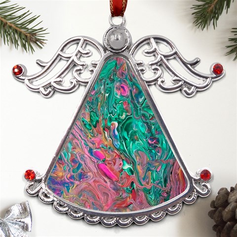 Green Pour Metal Angel with Crystal Ornament from UrbanLoad.com Front