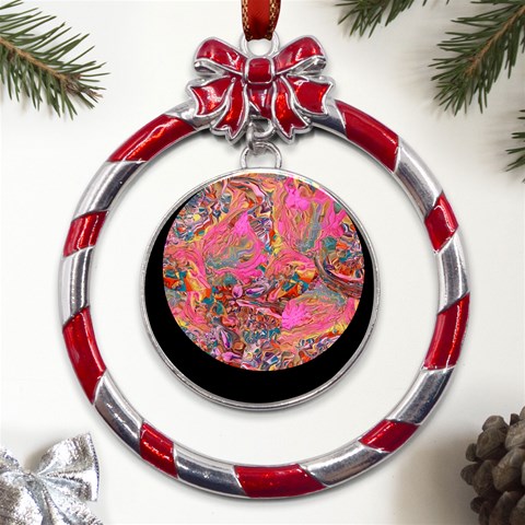 Collage  Metal Red Ribbon Round Ornament from UrbanLoad.com Front