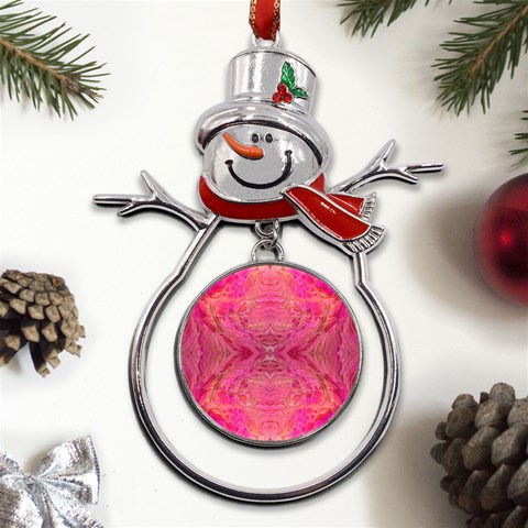 Pink Pour  Metal Snowman Ornament from UrbanLoad.com Front