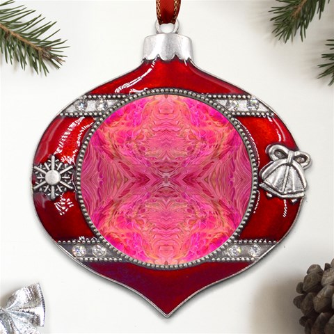 Pink Pour  Metal Snowflake And Bell Red Ornament from UrbanLoad.com Front