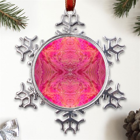 Pink Pour  Metal Large Snowflake Ornament from UrbanLoad.com Front