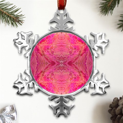 Pink Pour  Metal Small Snowflake Ornament from UrbanLoad.com Front