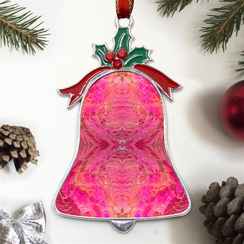 Pink Pour  Metal Holly Leaf Bell Ornament from UrbanLoad.com Front