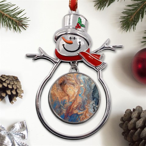 Blue flow Metal Snowman Ornament from UrbanLoad.com Front