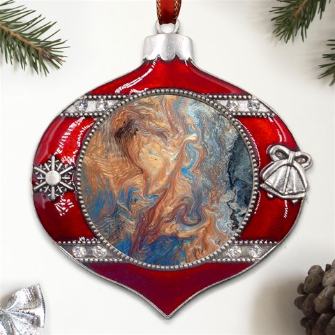 Blue flow Metal Snowflake And Bell Red Ornament from UrbanLoad.com Front