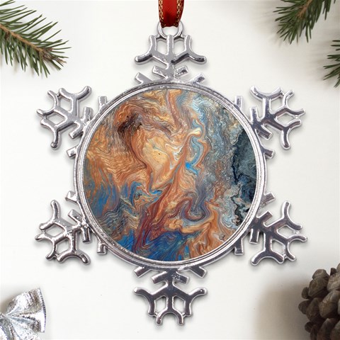 Blue flow Metal Large Snowflake Ornament from UrbanLoad.com Front