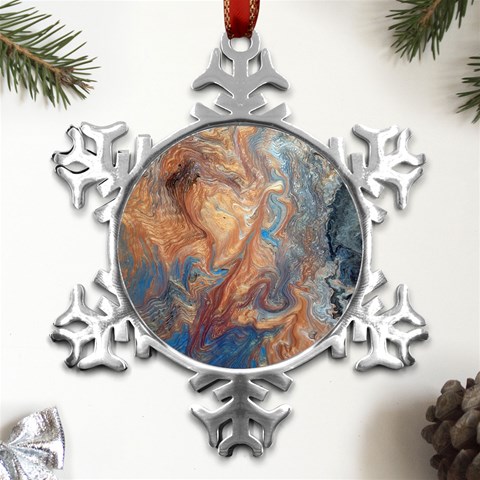 Blue flow Metal Small Snowflake Ornament from UrbanLoad.com Front