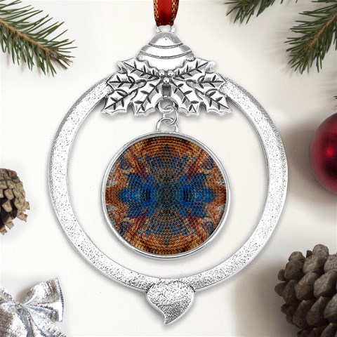 Pour Repeats Metal Silver X mas Leaves Round Ornament from UrbanLoad.com Front