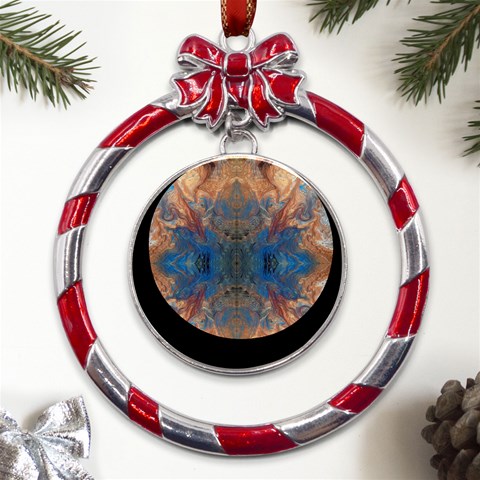 Pour Repeats Metal Red Ribbon Round Ornament from UrbanLoad.com Front