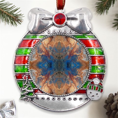 Pour Repeats Metal X Mas Ribbon With Red Crystal Round Ornament from UrbanLoad.com Front