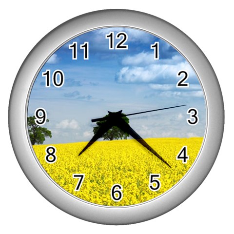 Tree in field Wall Clock (Silver) from UrbanLoad.com Front