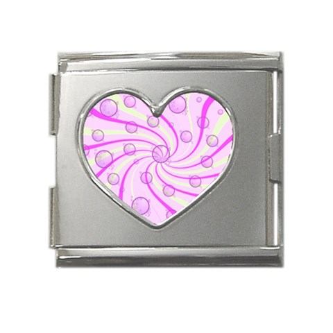 Swirls And Bubbles Mega Link Heart Italian Charm (18mm) from UrbanLoad.com Front