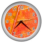 Red Leaf Wall Clock (Silver)