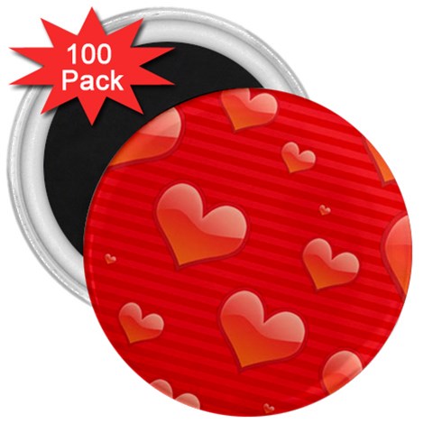Red hearts 3  Magnet (100 pack) from UrbanLoad.com Front