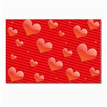 Red hearts Postcard 4 x 6  (Pkg of 10)