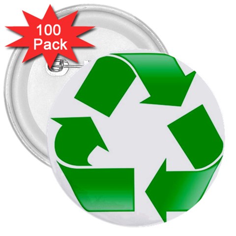 Recycle sign 3  Button (100 pack) from UrbanLoad.com Front