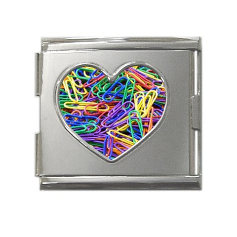 Paper clips Mega Link Heart Italian Charm (18mm) from UrbanLoad.com Front