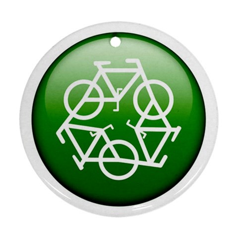 Green recycle symbol Ornament (Round) from UrbanLoad.com Front