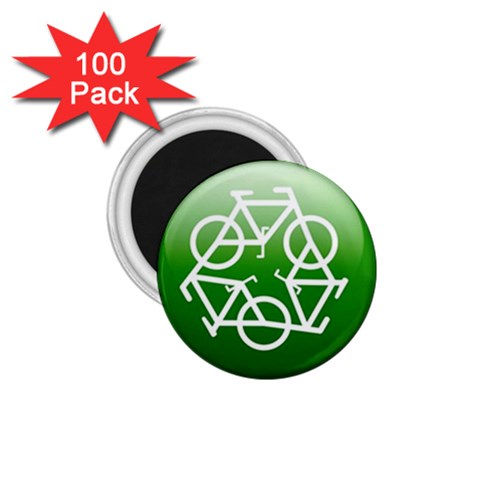 Green recycle symbol 1.75  Magnet (100 pack)  from UrbanLoad.com Front