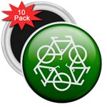 Green recycle symbol 3  Magnet (10 pack)