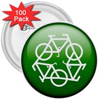 Green recycle symbol 3  Button (100 pack)
